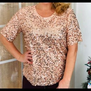 Peach sequins party top NWT